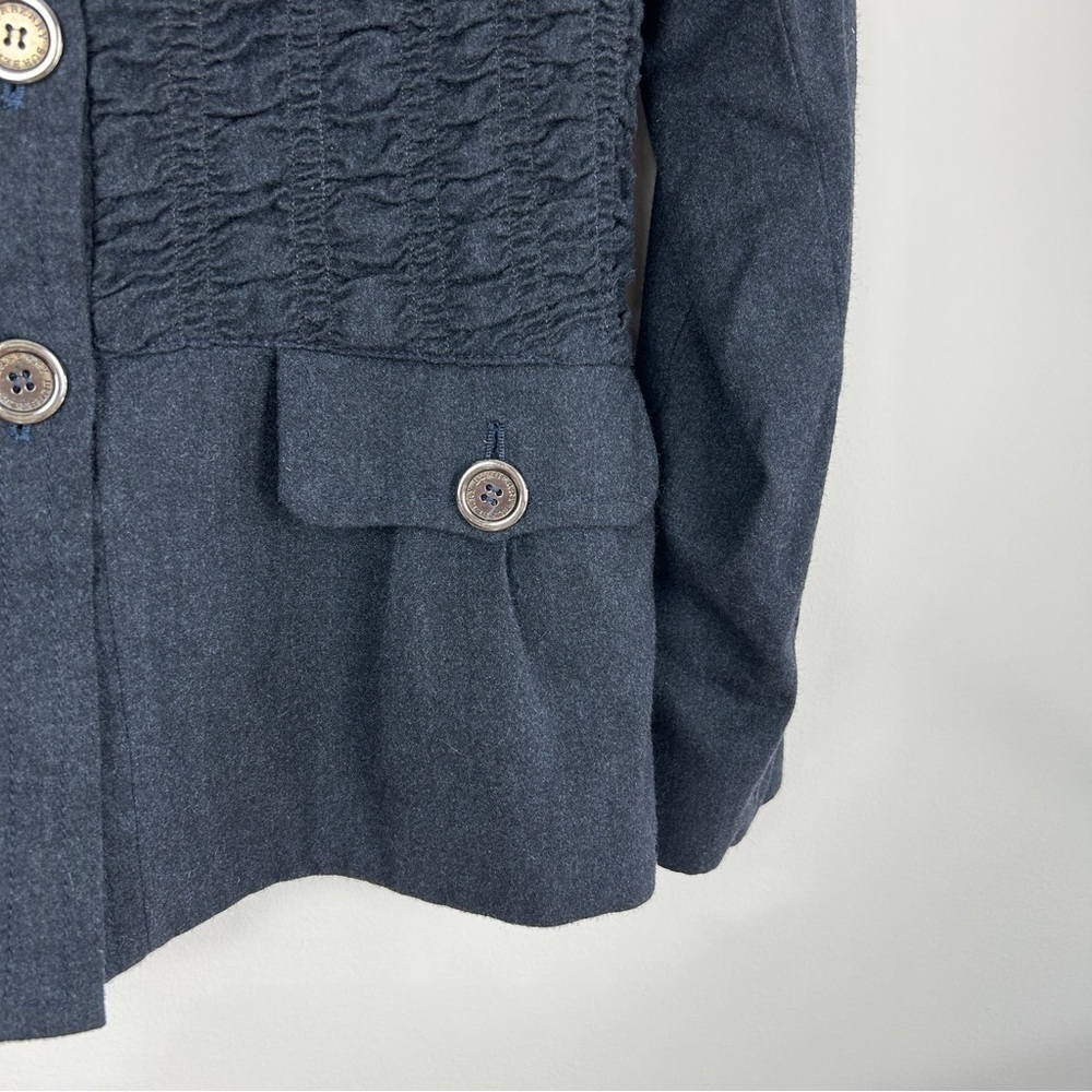 Vintage Burberry Gray Wool Collared Button Down J… - image 4